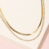 Gold Stud And Snake Chain Necklace