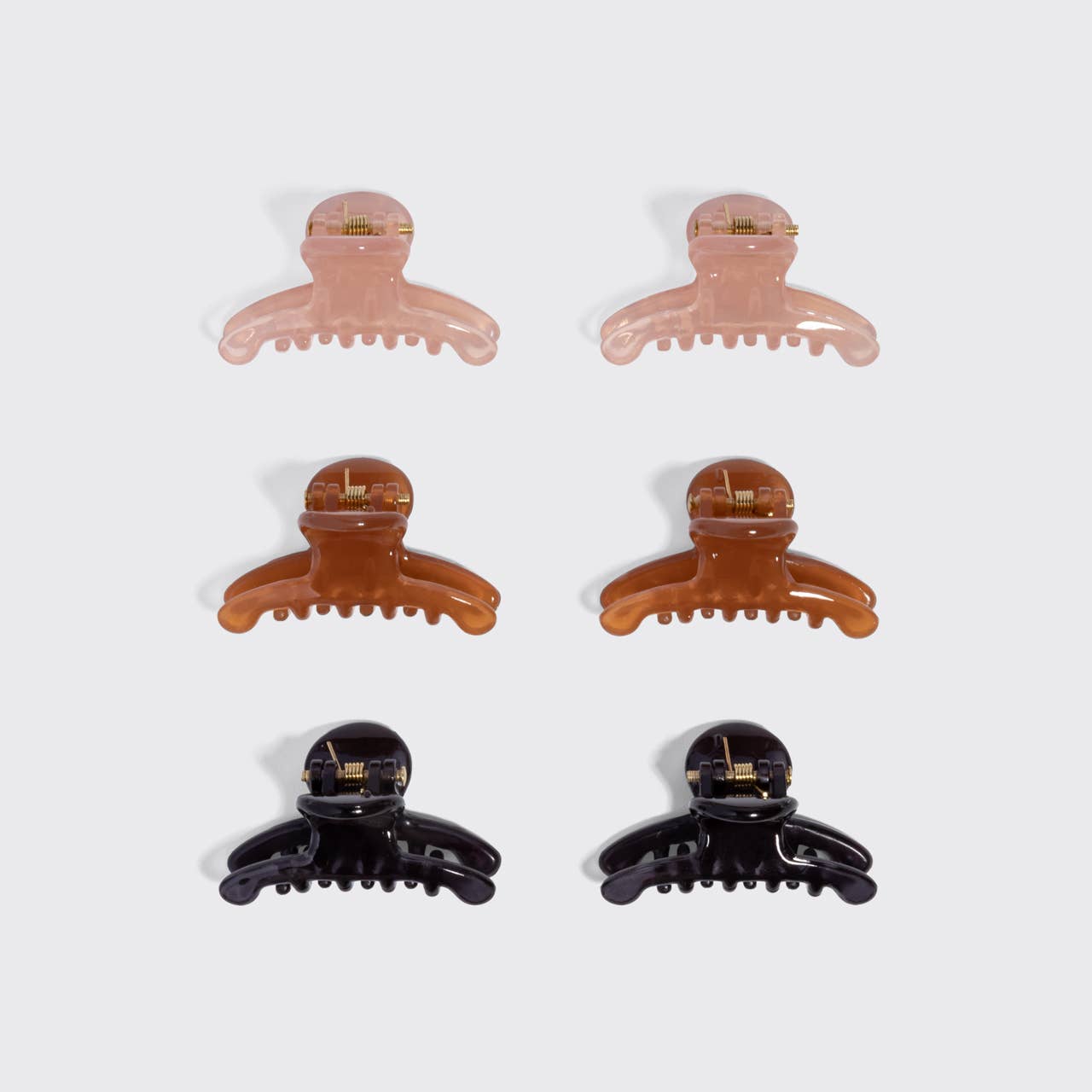 Recycled Plastic Mini Arched Clips 6pc Set - Soft Pink, Mocha & Black - K & Company