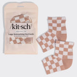 Large Moisturizing Heel Socks - Terracotta Checker