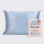 Satin Pillowcase Standard - Gingham Blue - K & Company
