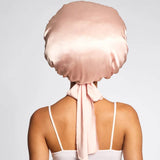 Adjustable Oversized Satin Bonnet - Blush