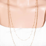 Silver Layered Long Chains Necklace