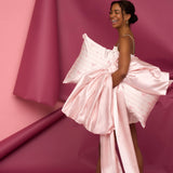 Holiday Satin Pillowcase in Striped Bows