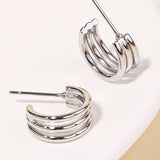 Silver Mini Triple Layered Hoop Earrings