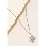 Silver Pave Sunburst Pendant Necklace