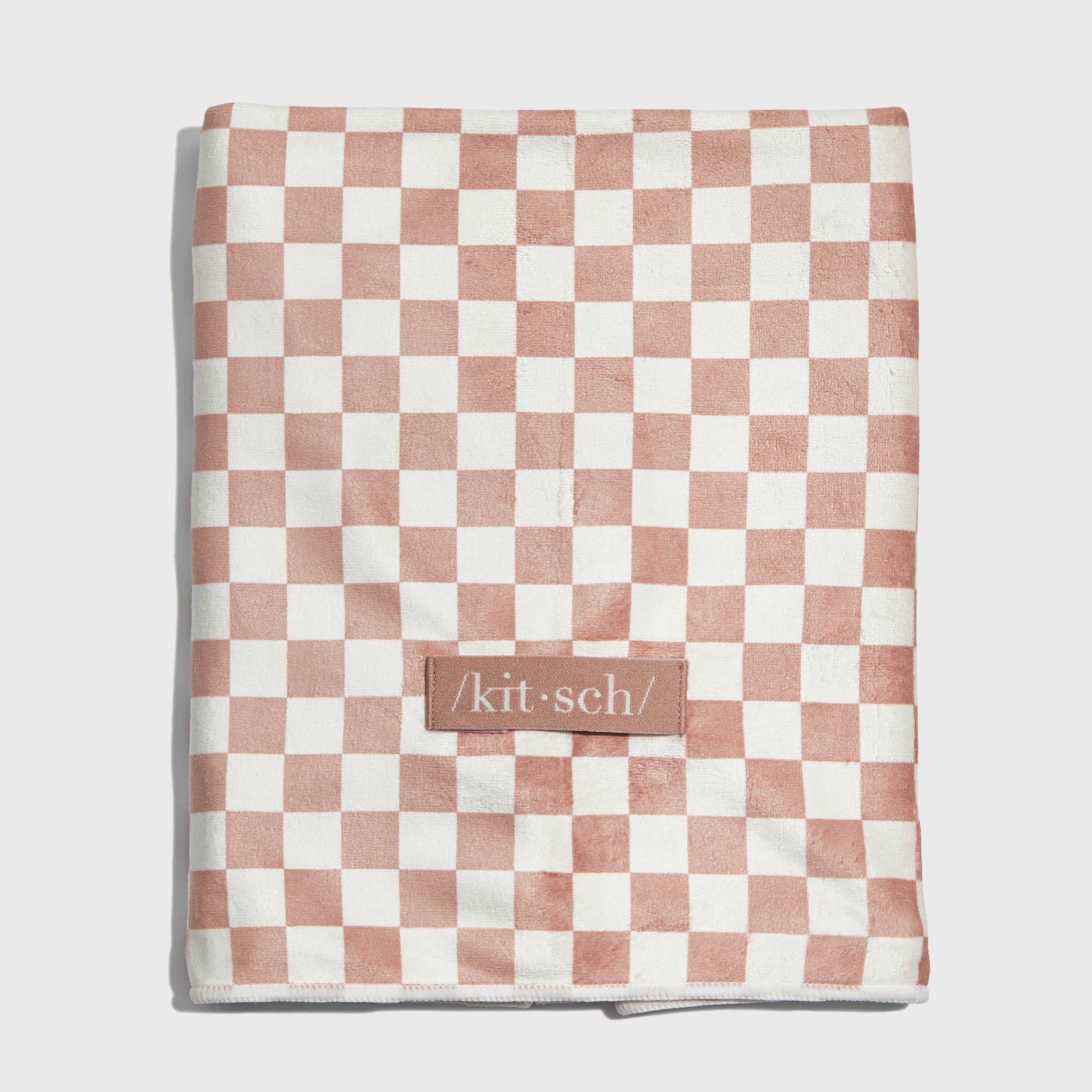 Extra Large Quick-Dry Hair Towel Wrap- Terracotta Checker - K & Company