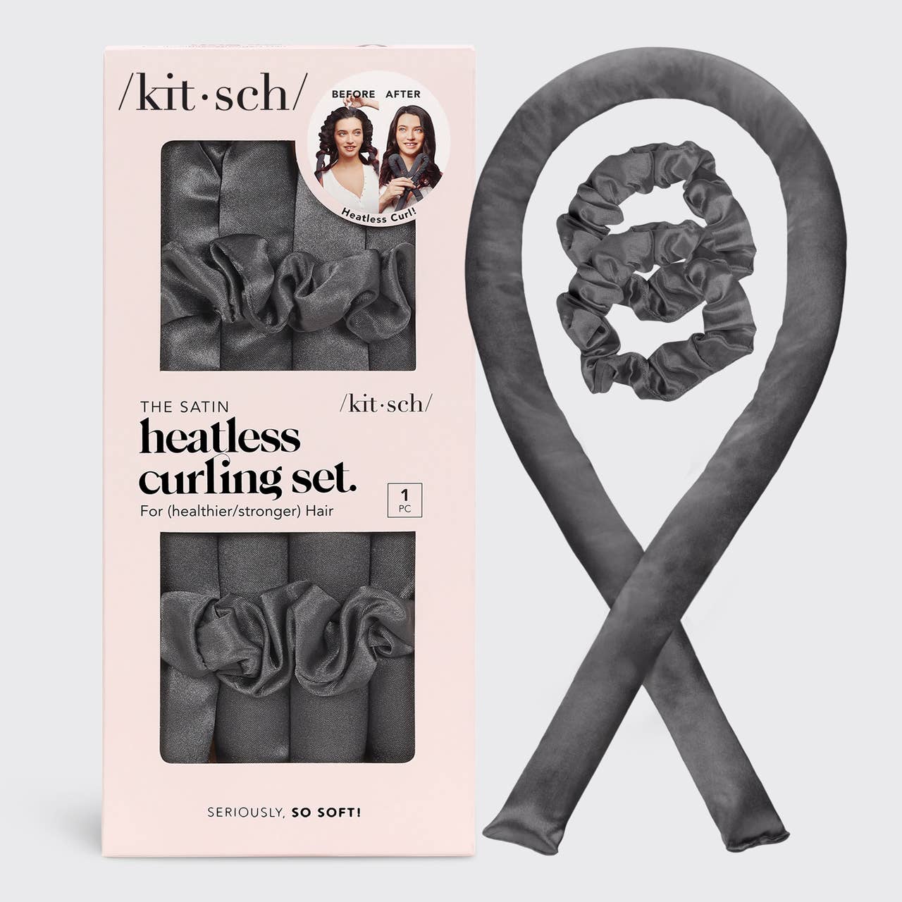 Satin Heatless Curling Set - Charcoal - K & Company